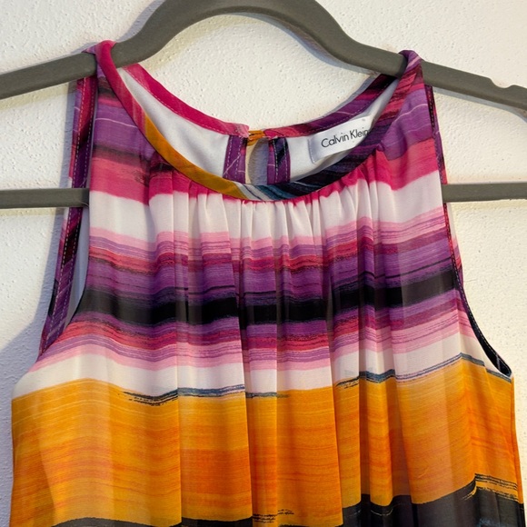 Calvin Klein multi colored Pink and Orange Striped small Dress - Picture 3 of 6